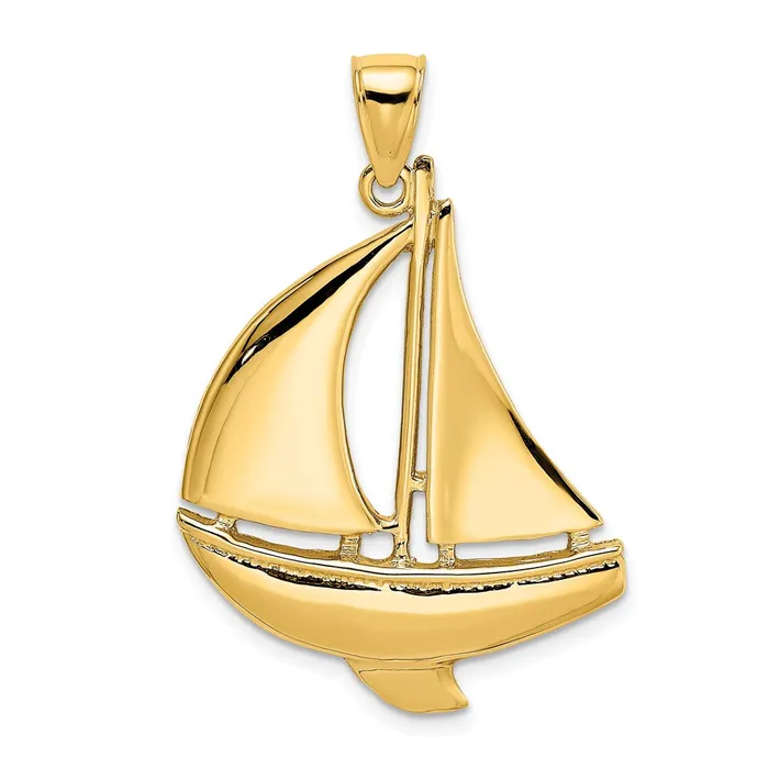 Charm Necklaces Goldia 14k Yellow Gold 2D Polished Sailboat Charm