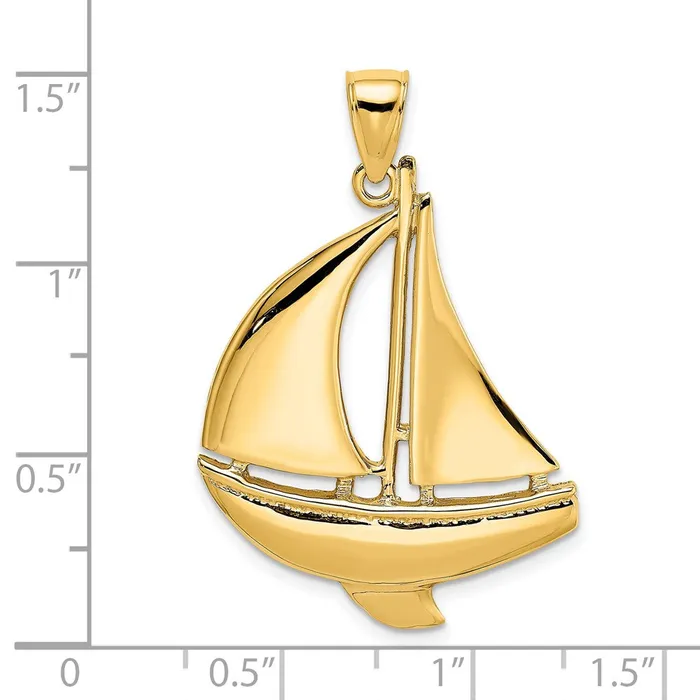 Charm Necklaces Goldia 14k Yellow Gold 2D Polished Sailboat Charm