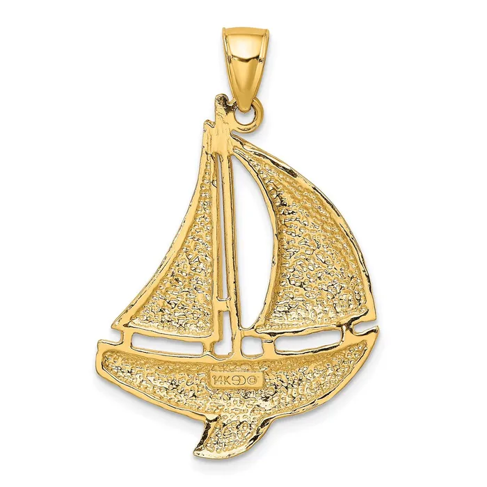 Charm Necklaces Goldia 14k Yellow Gold 2D Polished Sailboat Charm