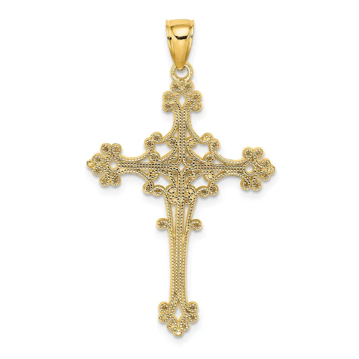 Charm Necklaces Goldia 14k Yellow Gold Beaded Fancy Cross Charm
