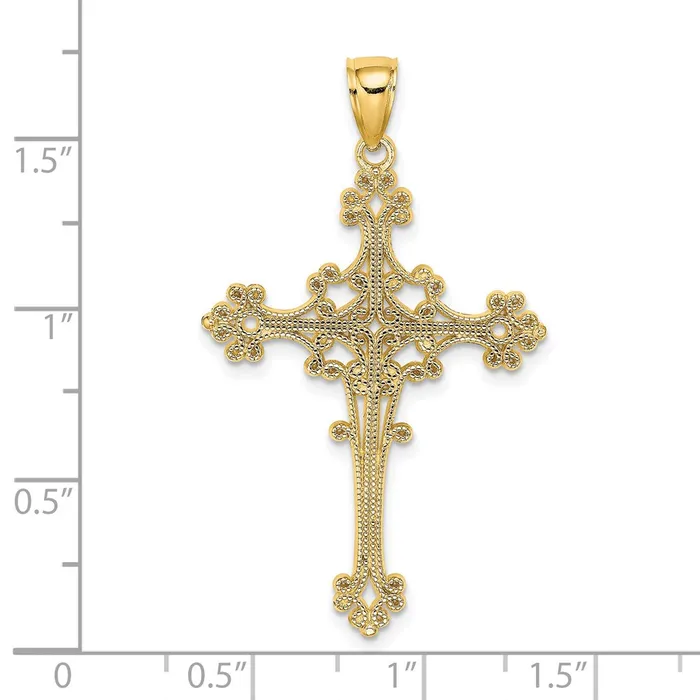 Charm Necklaces Goldia 14k Yellow Gold Beaded Fancy Cross Charm
