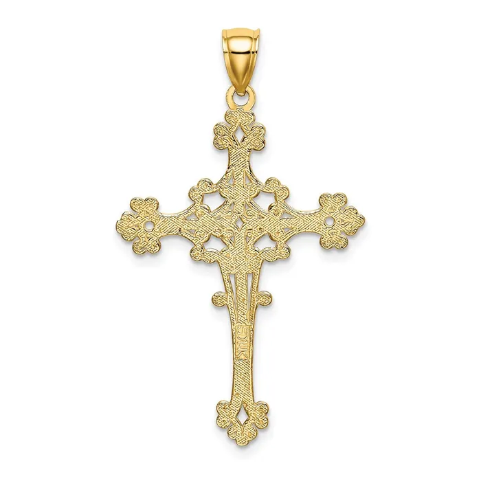 Charm Necklaces Goldia 14k Yellow Gold Beaded Fancy Cross Charm