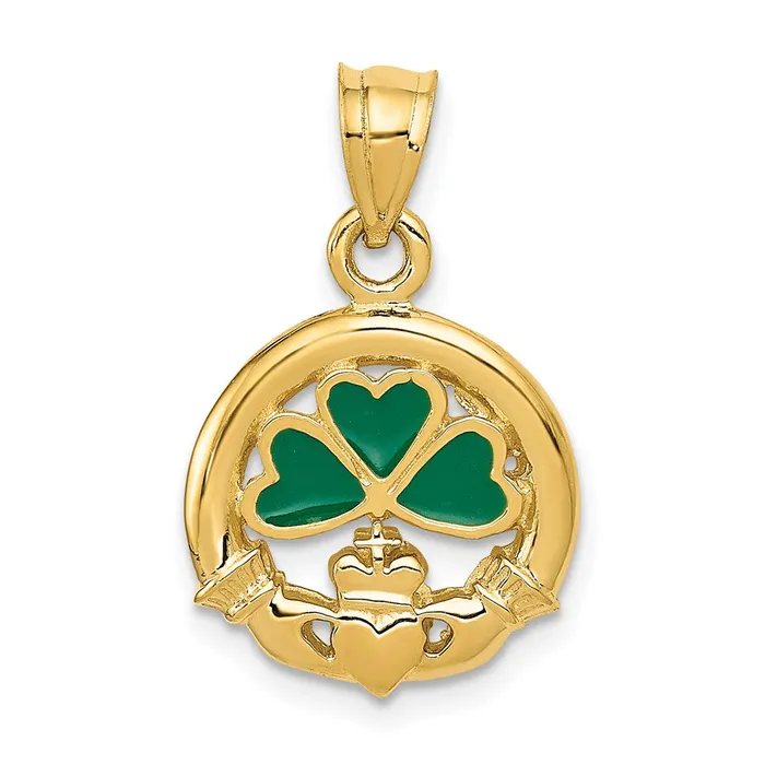 Charm Necklaces Goldia 14k Yellow Gold Enameled Claddagh Charm