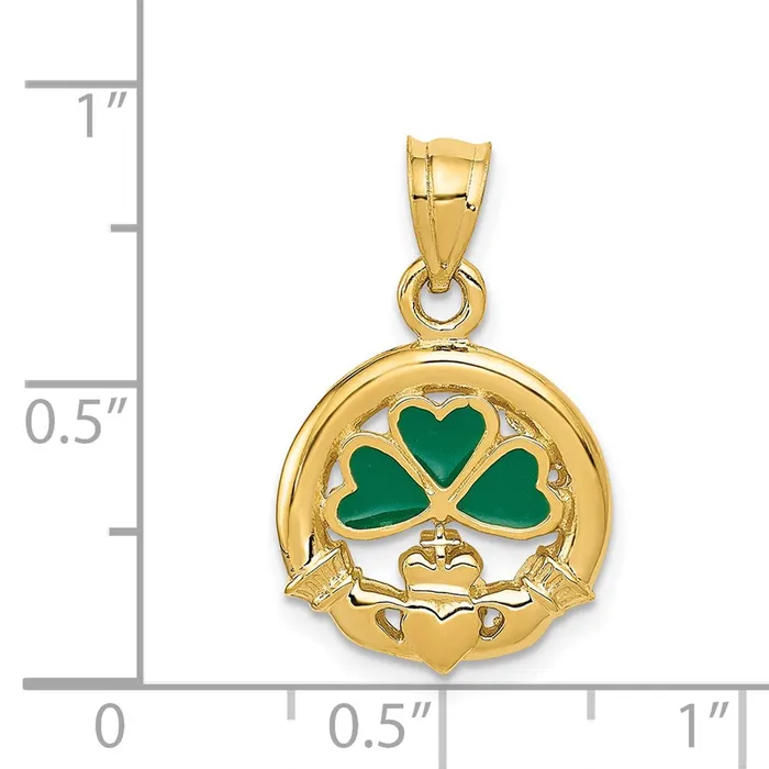 Charm Necklaces Goldia 14k Yellow Gold Enameled Claddagh Charm