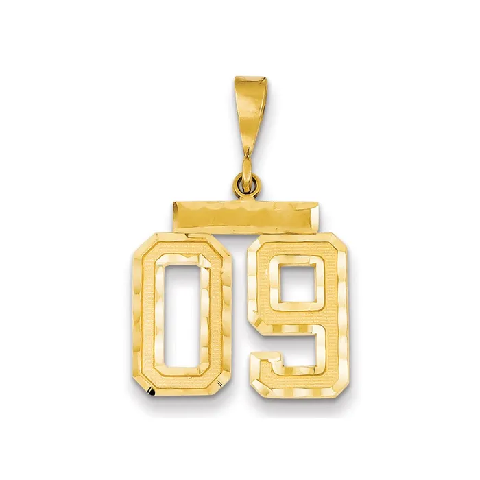 Charm Necklaces Goldia 14k Yellow Gold Medium Diamondcut Number 09 on Top Charm