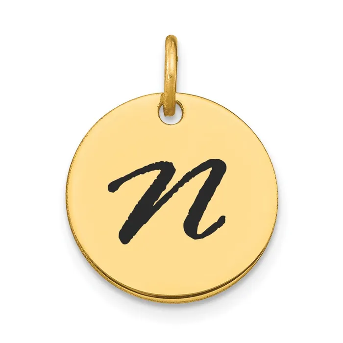 Charm Necklaces Goldia 14k Yellow Gold Polished Black Enamel Letter N Initial Disk Charm Charm Necklaces Goldia 14k Yellow Gold Polished Black Enamel Letter N Initial Disk Charm