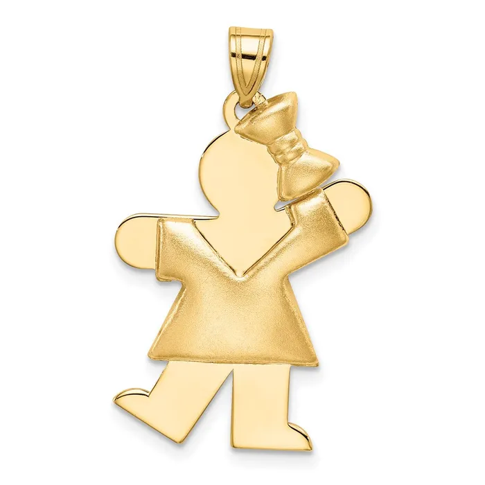Charm Necklaces Goldia 14k Yellow Gold Puffed Girl with Bow on Right Engravable Charm Charm Necklaces Goldia 14k Yellow Gold Puffed Girl with Bow on Right Engravable Charm