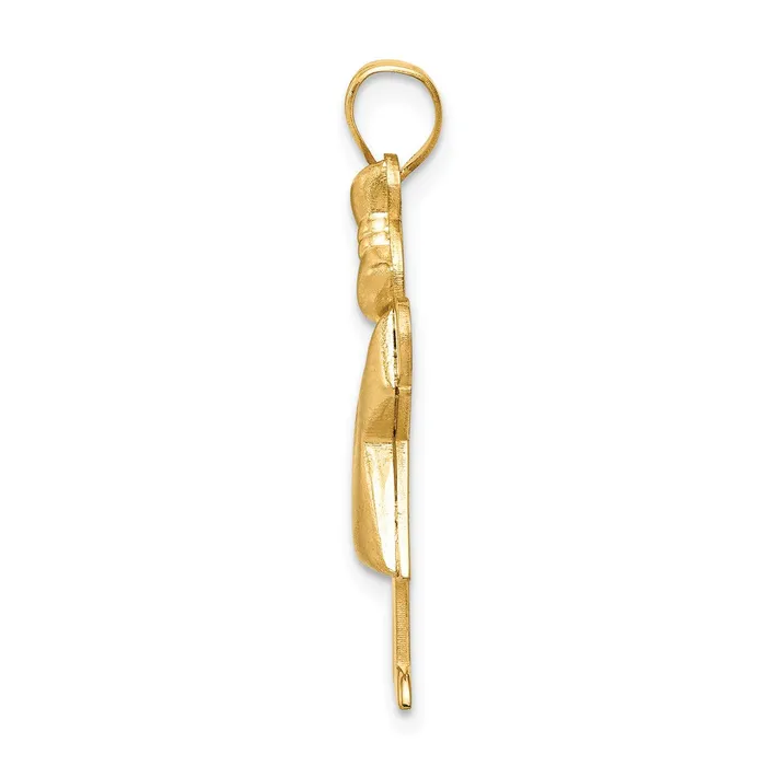 Charm Necklaces Goldia 14k Yellow Gold Puffed Girl with Bow on Right Engravable Charm