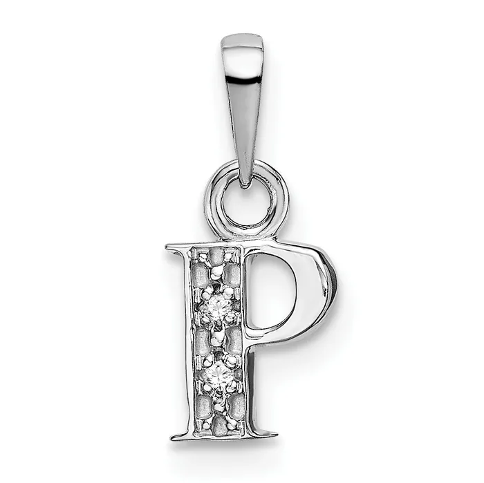 Charm Necklaces Goldiacom 14K White Gold Polished 01ct Diamond Initial P Charm