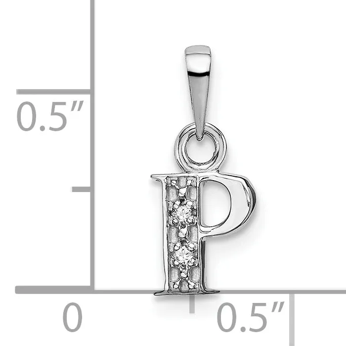 Charm Necklaces Goldiacom 14K White Gold Polished 01ct Diamond Initial P Charm