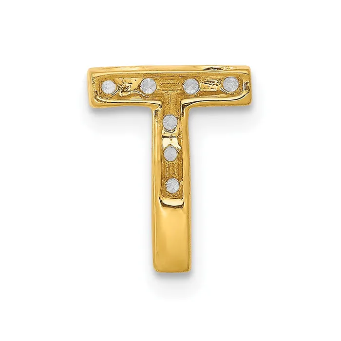 Charm Necklaces Solid 14k Yellow Gold Simulated CZ Letter T Initial Charm Goldia Charm Necklaces Solid 14k Yellow Gold Simulated CZ Letter T Initial Charm Goldia