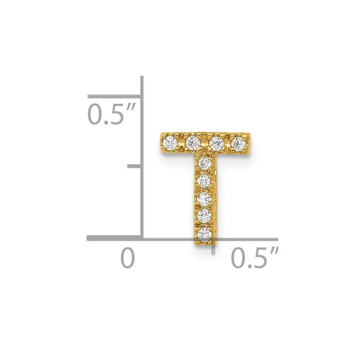 Charm Necklaces Solid 14k Yellow Gold Simulated CZ Letter T Initial Charm Goldia Charm Necklaces Solid 14k Yellow Gold Simulated CZ Letter T Initial Charm Goldia