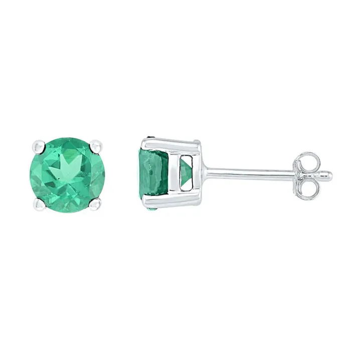 Earrings 14k White Gold Round Created Emerald Solitaire Earrings 2 Cttw gndatlanta Earrings 14k White Gold Round Created Emerald Solitaire Earrings 2 Cttw gndatlanta