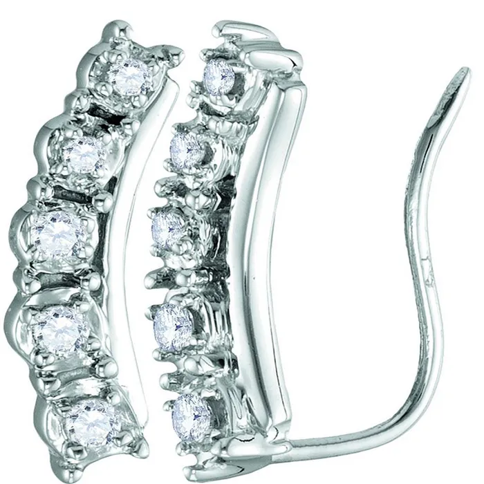 Earrings 14k White Gold Round Diamond Journey Climber Earrings 16 Cttw gndatlanta Earrings 14k White Gold Round Diamond Journey Climber Earrings 16 Cttw gndatlanta