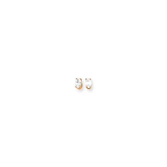 Earrings 14k Yellow Gold 5x3mm Oval Cubic Zirconia Earrings Goldia