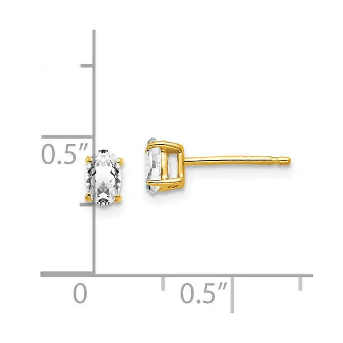 Earrings 14k Yellow Gold 5x3mm Oval Cubic Zirconia Earrings Goldia