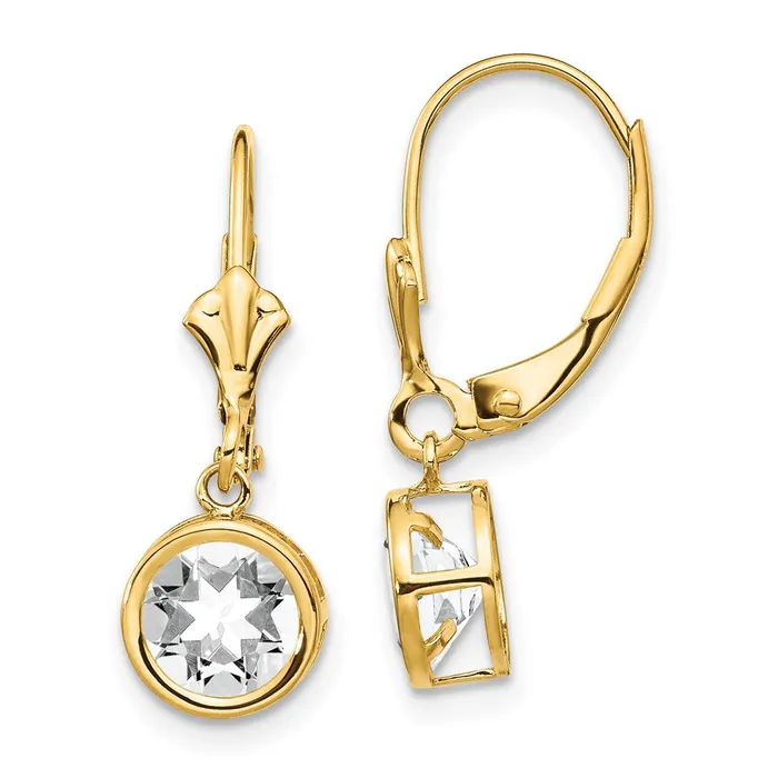 Earrings 14k Yellow Gold 6mm Cubic Zirconia Leverback Earrings Goldia