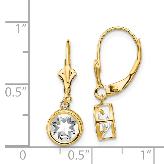 Earrings 14k Yellow Gold 6mm Cubic Zirconia Leverback Earrings Goldia