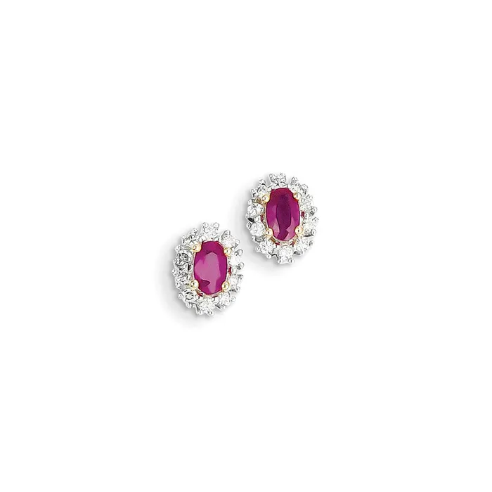 Earrings 14k Yellow Gold AA Real Diamond u0026 Ruby Earrings Goldia