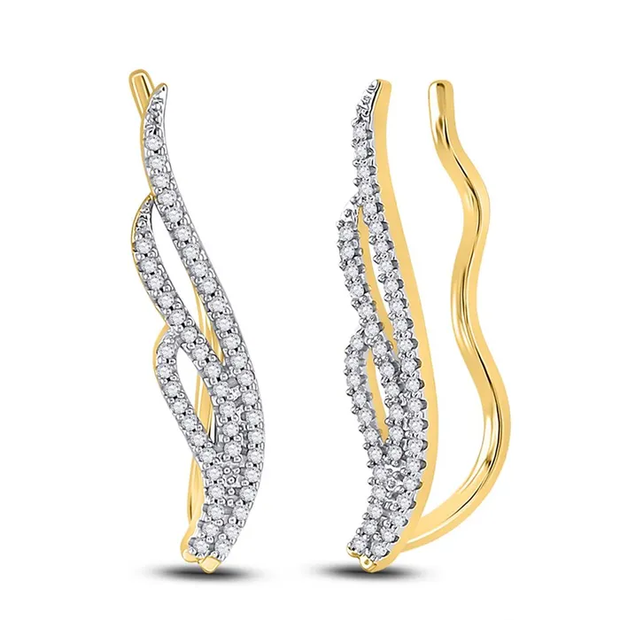 Earrings gndatlanta 10k Yellow Gold Round Diamond Climber Earrings 14 Cttw Earrings gndatlanta 10k Yellow Gold Round Diamond Climber Earrings 14 Cttw