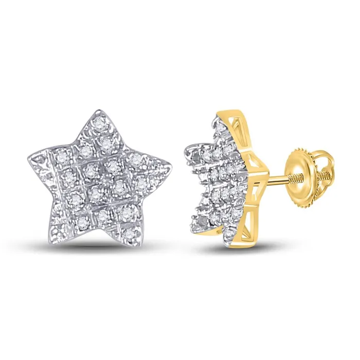 Earrings gndatlanta 10k Yellow Gold Round Diamond Star Earrings 110 Cttw