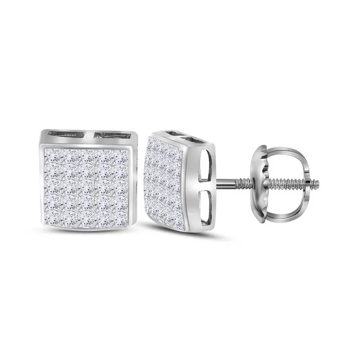 Earrings gndatlanta 14k White Gold Princess Diamond Square Earrings 58 Cttw Earrings gndatlanta 14k White Gold Princess Diamond Square Earrings 58 Cttw