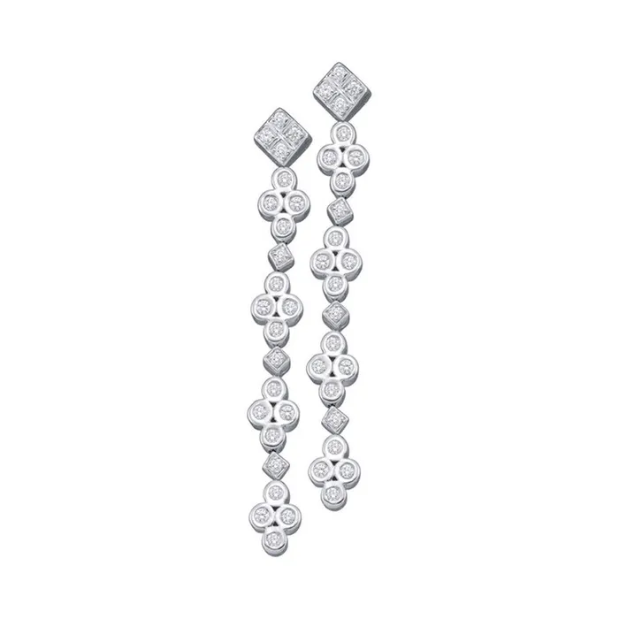 Earrings gndatlanta 14k White Gold Round Bezelset Diamond Dangle Earrings 12 Cttw Earrings gndatlanta 14k White Gold Round Bezelset Diamond Dangle Earrings 12 Cttw