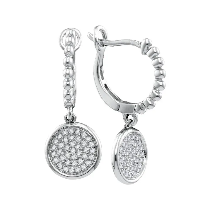 Earrings gndatlanta 14k White Gold Round Diamond Circle Dangle Earrings 18 Cttw Earrings gndatlanta 14k White Gold Round Diamond Circle Dangle Earrings 18 Cttw