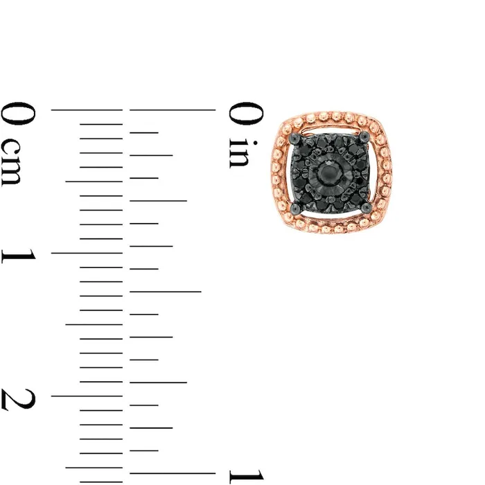 Earrings Goldia 017 CT TW Enhanced Black Diamond Cushion Frame Stud Earrings in 10K Rose Gold Earrings Goldia 017 CT TW Enhanced Black Diamond Cushion Frame Stud Earrings in 10K Rose Gold