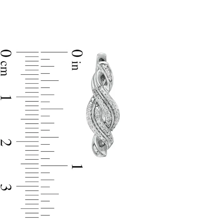 Earrings Goldia 02 CT TW Diamond Double Row Twist Hoop Earrings in Sterling Silver Earrings Goldia 02 CT TW Diamond Double Row Twist Hoop Earrings in Sterling Silver