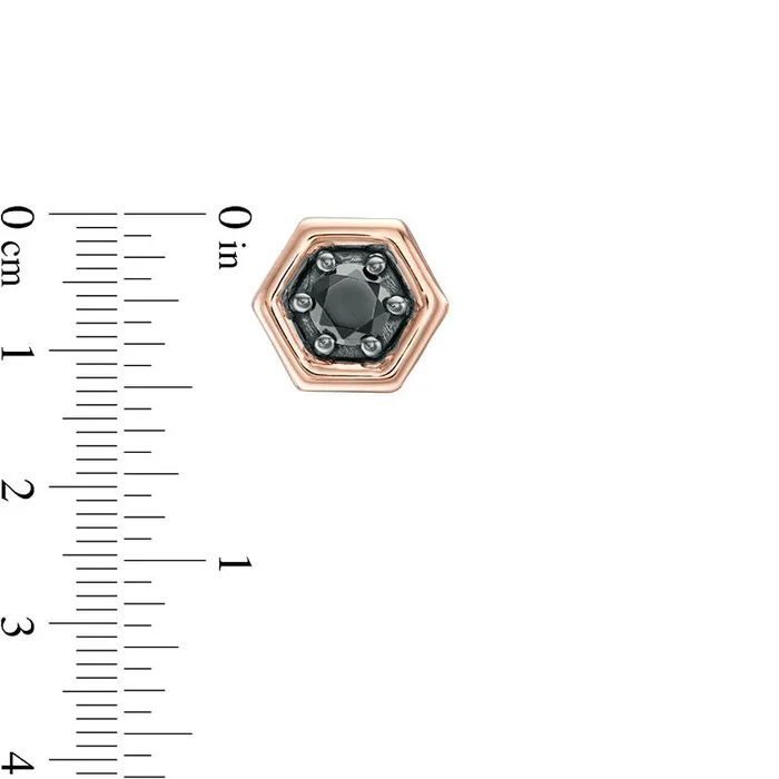 Earrings Goldia 025 CT TW Enhanced Black Diamond Solitaire Hexagon Stud Earrings in 10K Rose Gold Earrings Goldia 025 CT TW Enhanced Black Diamond Solitaire Hexagon Stud Earrings in 10K Rose Gold