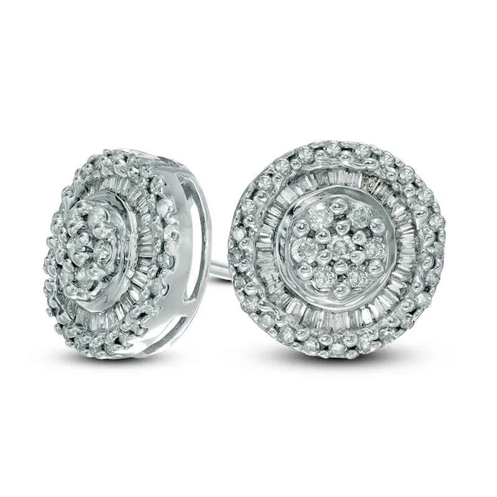Earrings Goldia 05 CT TW Composite Diamond Double Frame Stud Earrings in 10K White Gold Earrings Goldia 05 CT TW Composite Diamond Double Frame Stud Earrings in 10K White Gold