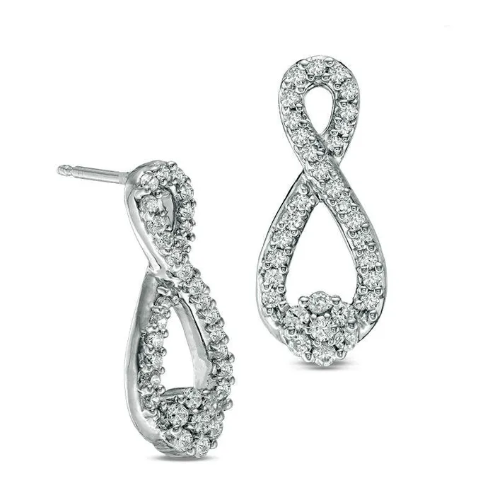 Earrings Goldia 075 CT TW Composite Diamond Infinity Drop Earrings in 10K White Gold Earrings Goldia 075 CT TW Composite Diamond Infinity Drop Earrings in 10K White Gold