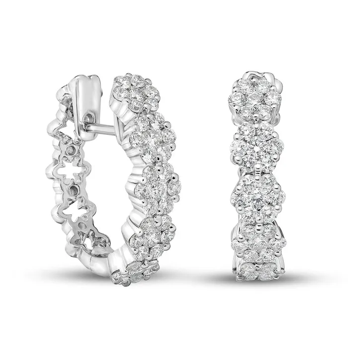 Earrings Goldia 117 CT TW Composite Diamond Hoop Earrings in 10K White Gold Earrings Goldia 117 CT TW Composite Diamond Hoop Earrings in 10K White Gold