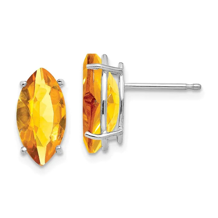 Earrings Goldia 14k White Gold 10x5mm Marquise Citrine Earrings
