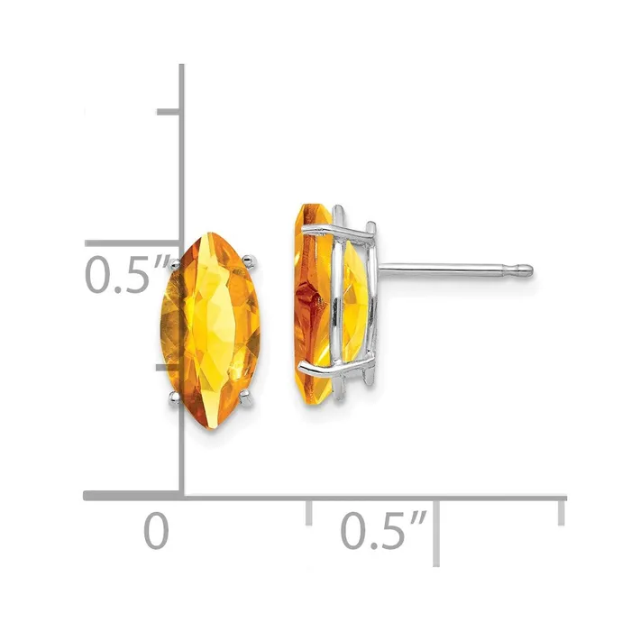 Earrings Goldia 14k White Gold 10x5mm Marquise Citrine Earrings