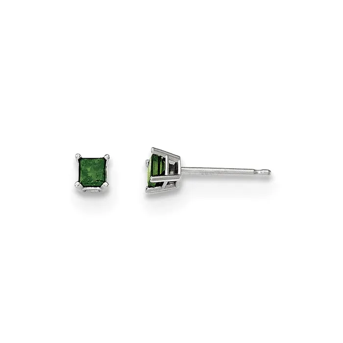 Earrings Goldia 14K White Gold 25ct Green Real Diamond Stud Earrings
