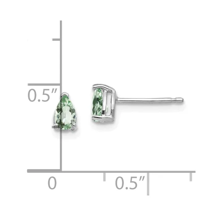 Earrings Goldia 14k White Gold 5x3 Pear Green Quartz Earrings