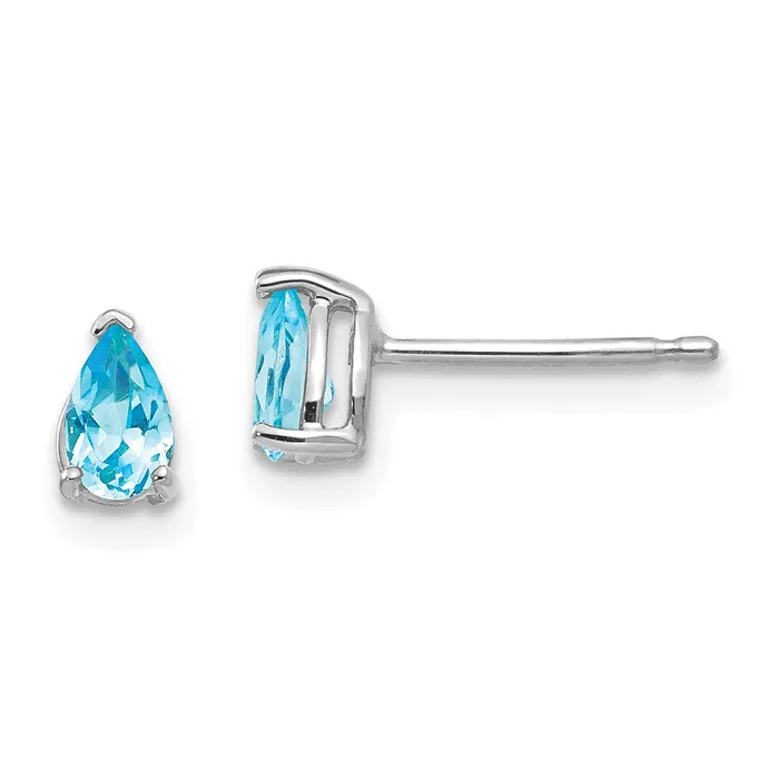 Earrings Goldia 14k White Gold 5x3mm Pear Blue Topaz Earrings