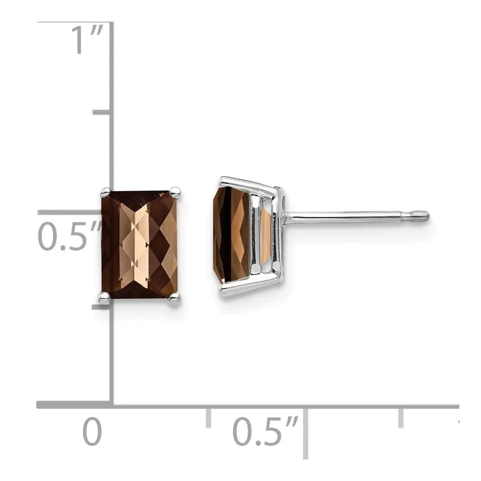 Earrings Goldia 14k White Gold 7x5mm Octagon CheckerCut Smok Yellow Gold Quartz Earrings