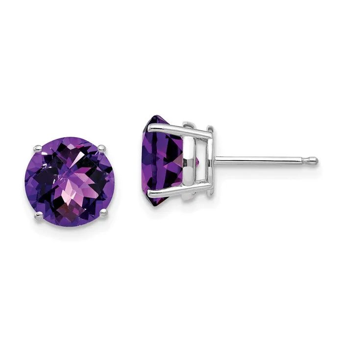 Earrings Goldia 14k White Gold 8mm Amethyst Checker Earrings