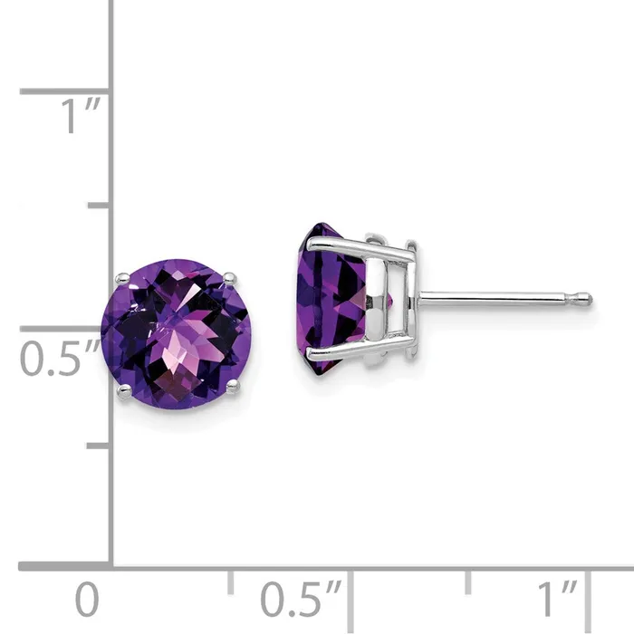 Earrings Goldia 14k White Gold 8mm Amethyst Checker Earrings
