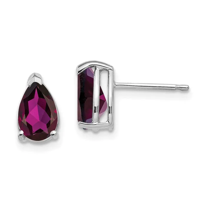 Earrings Goldia 14k White Gold 8x5mm Pear Rhodolite Garnet Earrings