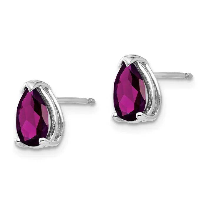 Earrings Goldia 14k White Gold 8x5mm Pear Rhodolite Garnet Earrings