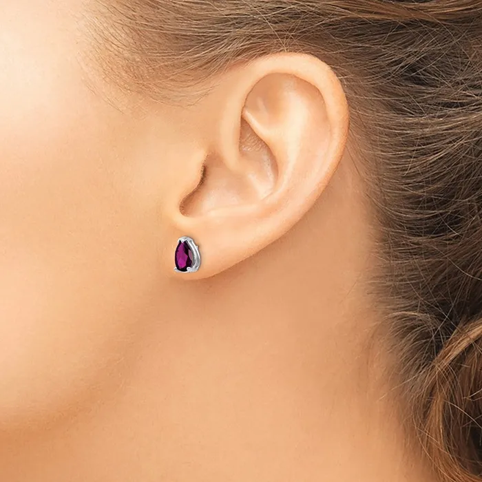 Earrings Goldia 14k White Gold 8x5mm Pear Rhodolite Garnet Earrings