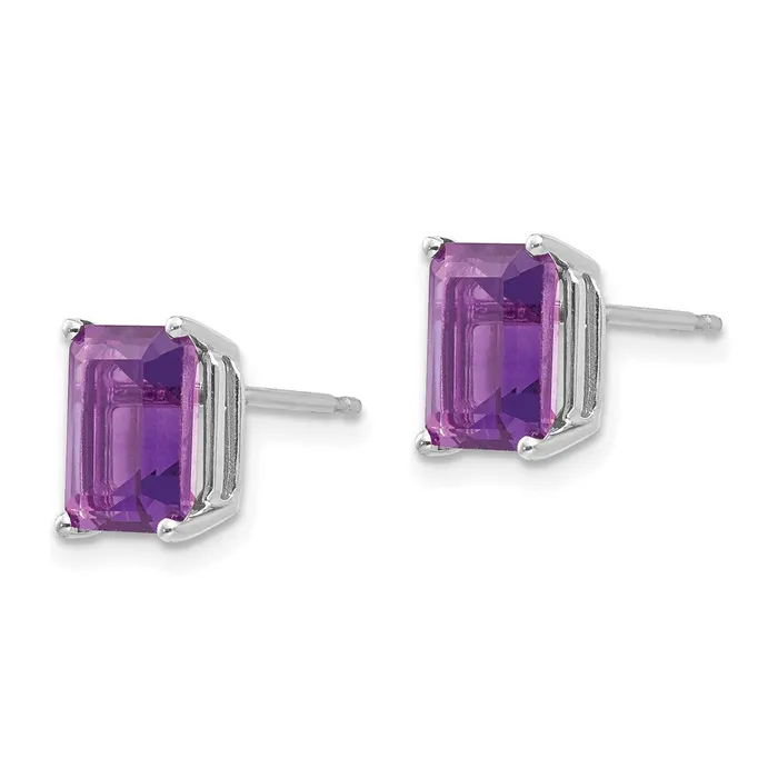 Earrings Goldia 14k White Gold 8x6mm Emerald Cut Amethyst Earrings