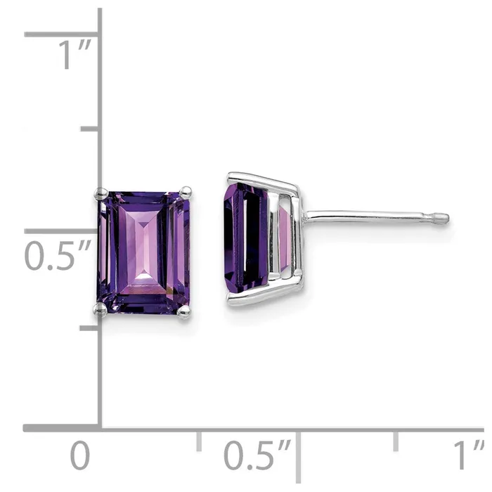 Earrings Goldia 14k White Gold 8x6mm Emerald Cut Amethyst Earrings
