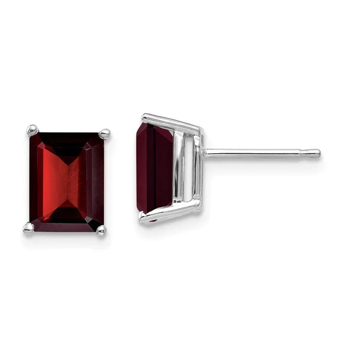 Earrings Goldia 14k White Gold 8x6mm Emerald Cut Garnet Earrings