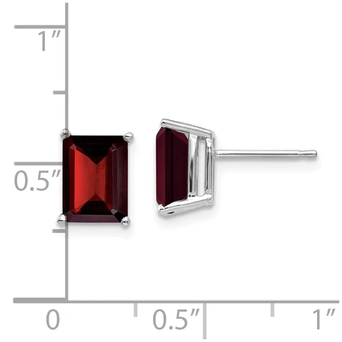 Earrings Goldia 14k White Gold 8x6mm Emerald Cut Garnet Earrings