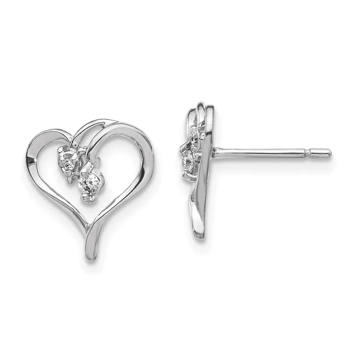 Earrings Goldia 14k White Gold AAA Real Diamond heart Earrings